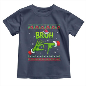 Christmas Bruh 67 Green Hands Meme Toddler T Shirt Funny Six Seven Meme Holiday Ugly Sweater TS02 Navy Print Your Wear