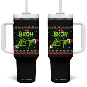 Christmas Bruh 67 Green Hands Meme Tumbler With Handle Funny Six Seven Meme Holiday Ugly Sweater TS02 One Size: 40 oz Black Print Your Wear