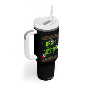 Christmas Bruh 67 Green Hands Meme Tumbler With Handle Funny Six Seven Meme Holiday Ugly Sweater TS02 Print Your Wear