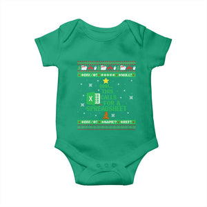 Funny Excel Christmas Tree Baby Onesie This Calls for a Spreadsheet Xmas DIV0 Errors TS02 Irish Green Print Your Wear