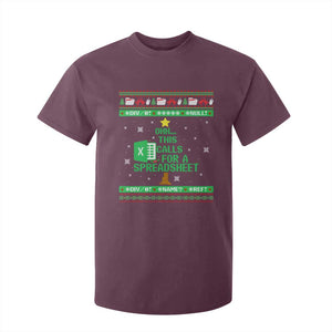 Funny Excel Christmas Tree T Shirt For Kid This Calls for a Spreadsheet Xmas DIV0 Errors TS02 Maroon Print Your Wear