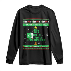 Funny Excel Christmas Tree Long Sleeve Shirt This Calls for a Spreadsheet Xmas DIV0 Errors TS02 Black Print Your Wear