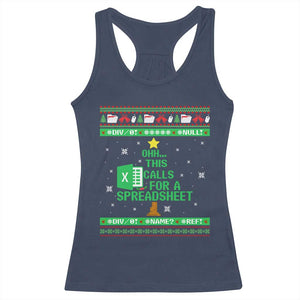 Funny Excel Christmas Tree Racerback Tank Top This Calls for a Spreadsheet Xmas DIV0 Errors TS02 Navy Print Your Wear