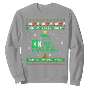 Funny Excel Christmas Tree Sweatshirt This Calls for a Spreadsheet Xmas DIV0 Errors TS02 Sport Gray Print Your Wear
