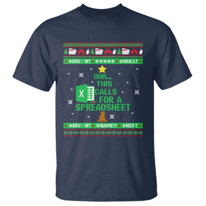Funny Excel Christmas Tree T Shirt This Calls for a Spreadsheet Xmas DIV0 Errors TS02 Navy Print Your Wear