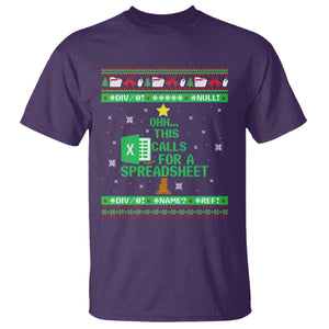 Funny Excel Christmas Tree T Shirt This Calls for a Spreadsheet Xmas DIV0 Errors TS02 Purple Print Your Wear