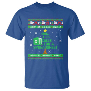 Funny Excel Christmas Tree T Shirt This Calls for a Spreadsheet Xmas DIV0 Errors TS02 Royal Blue Print Your Wear