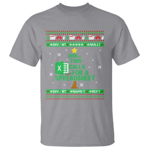 Funny Excel Christmas Tree T Shirt This Calls for a Spreadsheet Xmas DIV0 Errors TS02 Sport Gray Print Your Wear