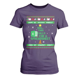 Funny Excel Christmas Tree T Shirt For Women This Calls for a Spreadsheet Xmas DIV0 Errors TS02 Purple Print Your Wear