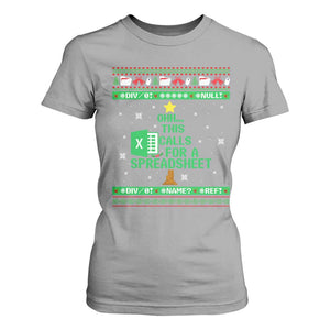Funny Excel Christmas Tree T Shirt For Women This Calls for a Spreadsheet Xmas DIV0 Errors TS02 Sport Gray Print Your Wear