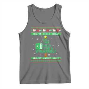Funny Excel Christmas Tree Tank Top This Calls for a Spreadsheet Xmas DIV0 Errors TS02 Black Heather Print Your Wear