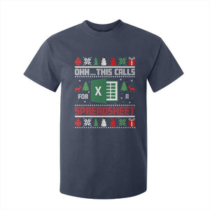This Calls for a Spreadsheet Christmas T Shirt For Kid Funny Excel Xmas Gift for Data Nerds Accountants TS02 Navy Print Your Wear