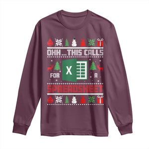 This Calls for a Spreadsheet Christmas Long Sleeve Shirt Funny Excel Xmas Gift for Data Nerds Accountants TS02 Maroon Print Your Wear