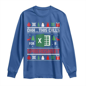 This Calls for a Spreadsheet Christmas Long Sleeve Shirt Funny Excel Xmas Gift for Data Nerds Accountants TS02 Royal Blue Print Your Wear