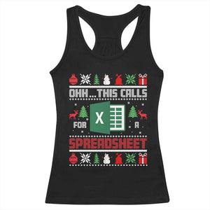 This Calls for a Spreadsheet Christmas Racerback Tank Top Funny Excel Xmas Gift for Data Nerds Accountants TS02 Black Print Your Wear