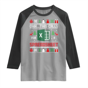 This Calls for a Spreadsheet Christmas Raglan Shirt Funny Excel Xmas Gift for Data Nerds Accountants TS02 Sport Gray Black Print Your Wear