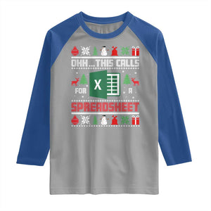 This Calls for a Spreadsheet Christmas Raglan Shirt Funny Excel Xmas Gift for Data Nerds Accountants TS02 Sport Gray Royal Print Your Wear