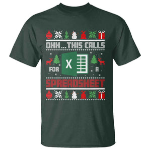 This Calls for a Spreadsheet Christmas T Shirt Funny Excel Xmas Gift for Data Nerds Accountants TS02 Dark Forest Green Print Your Wear
