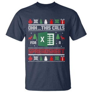 This Calls for a Spreadsheet Christmas T Shirt Funny Excel Xmas Gift for Data Nerds Accountants TS02 Navy Print Your Wear