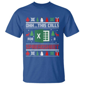 This Calls for a Spreadsheet Christmas T Shirt Funny Excel Xmas Gift for Data Nerds Accountants TS02 Royal Blue Print Your Wear