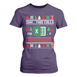 This Calls for a Spreadsheet Christmas T Shirt For Women Funny Excel Xmas Gift for Data Nerds Accountants TS02 Purple Print Your Wear