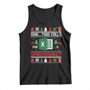 This Calls for a Spreadsheet Christmas Tank Top Funny Excel Xmas Gift for Data Nerds Accountants TS02 Black Print Your Wear