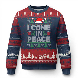I Come In Peace Funny Xmas Matching Couple Ugly Christmas Sweater Offensive Adult Humor Festive Holiday TS02 Navy Red Print Your Wear