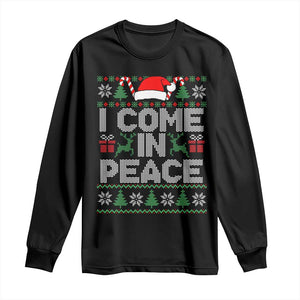I Come In Peace Funny Christmas Matching Couple Long Sleeve Shirt Offensive Adult Humor Festive Holiday TS02 Black Print Your Wear