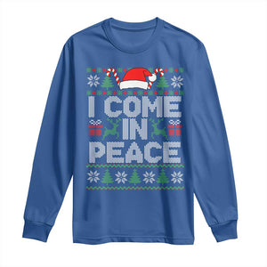 I Come In Peace Funny Christmas Matching Couple Long Sleeve Shirt Offensive Adult Humor Festive Holiday TS02 Royal Blue Print Your Wear