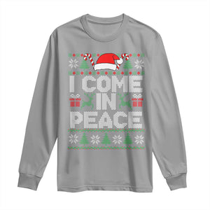 I Come In Peace Funny Christmas Matching Couple Long Sleeve Shirt Offensive Adult Humor Festive Holiday TS02 Sport Gray Print Your Wear
