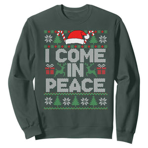 I Come In Peace Funny Christmas Matching Couple Sweatshirt Offensive Adult Humor Festive Holiday TS02 Dark Forest Green Print Your Wear