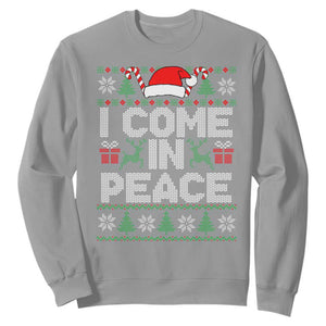 I Come In Peace Funny Christmas Matching Couple Sweatshirt Offensive Adult Humor Festive Holiday TS02 Sport Gray Print Your Wear