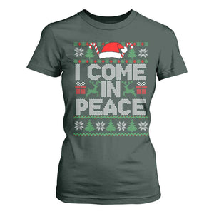 I Come In Peace Funny Christmas Matching Couple T Shirt For Women Offensive Adult Humor Festive Holiday TS02 Dark Forest Green Print Your Wear