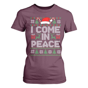 I Come In Peace Funny Christmas Matching Couple T Shirt For Women Offensive Adult Humor Festive Holiday TS02 Maroon Print Your Wear
