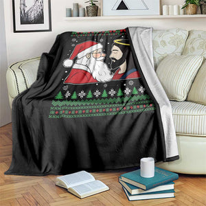 Funny Christmas Santa and Jesus Throw Blanket Most Wonderful Time Christian Holiday Gag Gift TS02 Print Your Wear