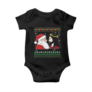 Funny Christmas Santa and Jesus Baby Onesie Most Wonderful Time Christian Holiday Gag Gift TS02 Black Print Your Wear