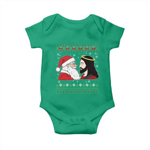 Funny Christmas Santa and Jesus Baby Onesie Most Wonderful Time Christian Holiday Gag Gift TS02 Irish Green Print Your Wear