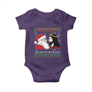 Funny Christmas Santa and Jesus Baby Onesie Most Wonderful Time Christian Holiday Gag Gift TS02 Purple Print Your Wear