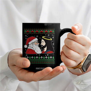 Funny Christmas Santa and Jesus Coffee Mug Most Wonderful Time Christian Holiday Gag Gift TS02 Print Your Wear