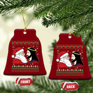 Funny Christmas Santa and Jesus Ceramic Ornament Most Wonderful Time Christian Holiday Gag Gift TS02 Print Your Wear