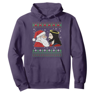 Funny Christmas Santa and Jesus Hoodie Most Wonderful Time Christian Holiday Gag Gift TS02 Purple Print Your Wear