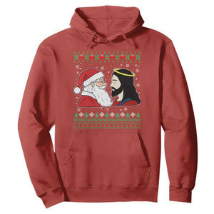 Funny Christmas Santa and Jesus Hoodie Most Wonderful Time Christian Holiday Gag Gift TS02 Red Print Your Wear