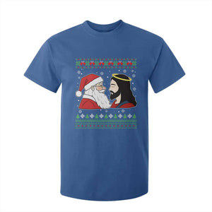 Funny Christmas Santa and Jesus T Shirt For Kid Most Wonderful Time Christian Holiday Gag Gift TS02 Royal Blue Print Your Wear