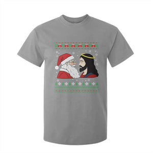 Funny Christmas Santa and Jesus T Shirt For Kid Most Wonderful Time Christian Holiday Gag Gift TS02 Sport Gray Print Your Wear