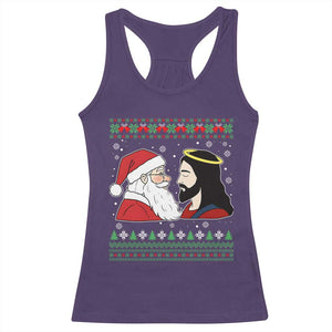 Funny Christmas Santa and Jesus Racerback Tank Top Most Wonderful Time Christian Holiday Gag Gift TS02 Purple Print Your Wear