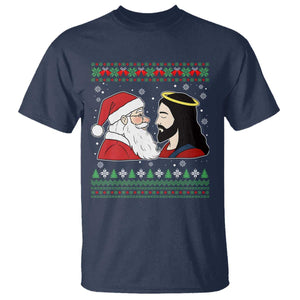 Funny Christmas Santa and Jesus T Shirt Most Wonderful Time Christian Holiday Gag Gift TS02 Navy Print Your Wear