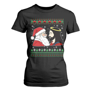 Funny Christmas Santa and Jesus T Shirt For Women Most Wonderful Time Christian Holiday Gag Gift TS02 Black Print Your Wear