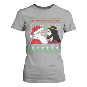 Funny Christmas Santa and Jesus T Shirt For Women Most Wonderful Time Christian Holiday Gag Gift TS02 Sport Gray Print Your Wear