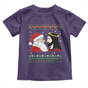 Funny Christmas Santa and Jesus Toddler T Shirt Most Wonderful Time Christian Holiday Gag Gift TS02 Purple Print Your Wear
