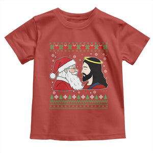 Funny Christmas Santa and Jesus Toddler T Shirt Most Wonderful Time Christian Holiday Gag Gift TS02 Red Print Your Wear
